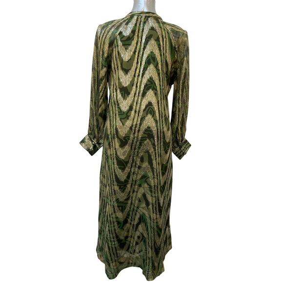 FLAWED NWT CIEBON Seneca Metallic Long Sleeve Midi Dress Women's Size XS - Picture 2 of 4